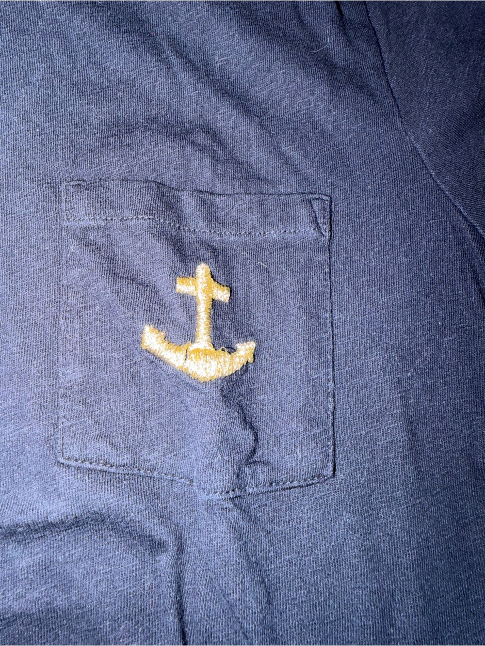 J. Crew Navy Short-Sleeve Pocket Tee with Gold Anchor collector t shirt xl - Picture 3 of 3